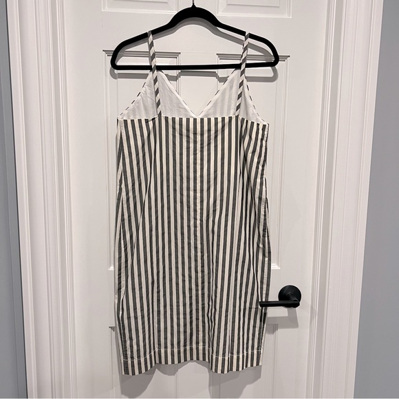 Everlane NWT The Poplin Slip Dress Bone / Black Stripe Size 2 - Picture 5 of 7
